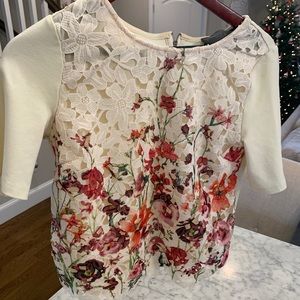 Anthropologie floral lace front blouse
